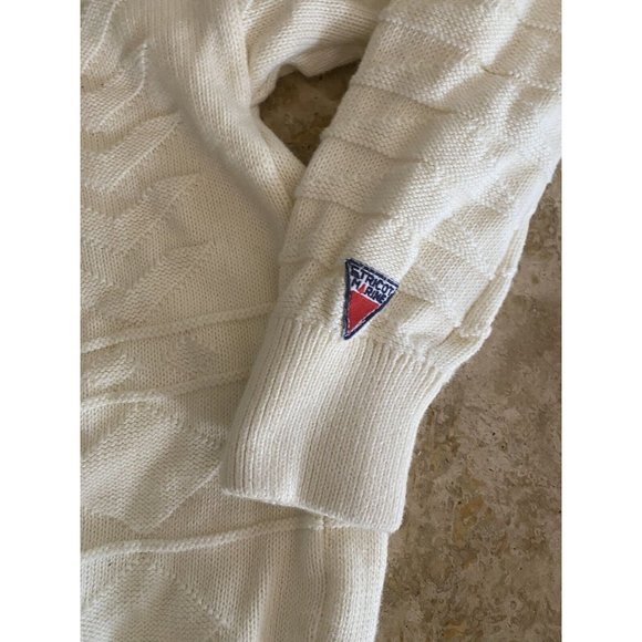 Vintage Mens Le TRICOT MARINE Ireland White Ribbed cotton Sweater Large Flags - Picture 12 of 13